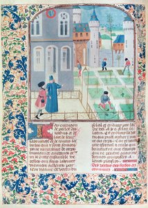 Ms 5064 f.151v Der Garten, Illustration aus Le Livre des Prouffitz Champestres von Pietro de Crescenzi (1230-1320) von French School