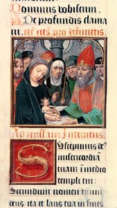 Ms 60 fol.25r Darstellung Jesu im Tempel, aus einer Sammlung von Kollekten von Odoart de Bersacques, Prévost von Saint-Omer