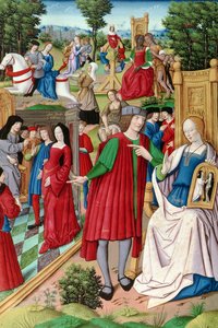 Ms Fr 225 f.120 Ludwig XII. (1462-1515) im Gespräch mit Anne von Bretagne (1496-1533), Illustration aus Remèdes de l