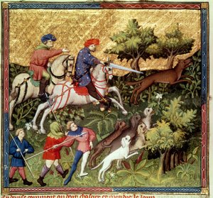 Wolfsjagd, aus einem Buch von Gaston Phebus de Foix von French School