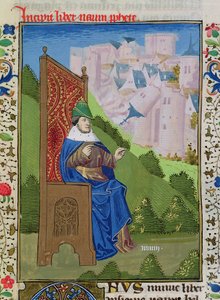 Ms H 7 fol.114r Nahum kündigt die Zerstörung von Ninive an, aus der Bibel von Jean XXII
