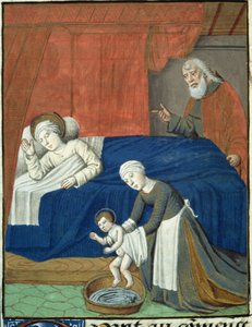 Die Geburt der seligen Jungfrau Maria, aus Vita Christi, von Ludolf von Sachsen, ca. 1300-1378 von French School