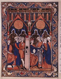 Joseph erklärt den Traum des Pharao und der Pharao setzt seinen Butler wieder ein, aus dem Psalter von St. Louis, ca. 1258-70 von French School