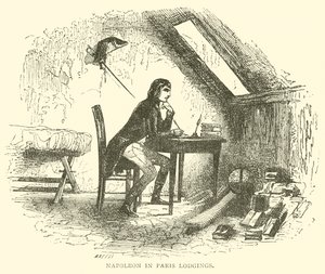 Napoleon in Pariser Unterkünften (Gravur) von French School