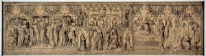 Narbonnes Belagerung. Anonyme Zeichnung der französischen Schule der 2. Hälfte des 14. Jahrhunderts. Grauwaschung und Samit. Louvre Museum