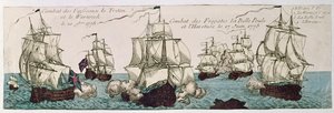 Seeschlachten zwischen den französischen und englischen Flotten während der Amerikanischen Revolution 1778 von French School