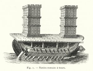 Römisches Schiff mit Türmen von French School