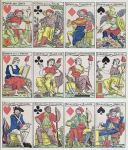 Neue Spielkartendesigns aus der Zeit der Französischen Revolution, 1793 von French School