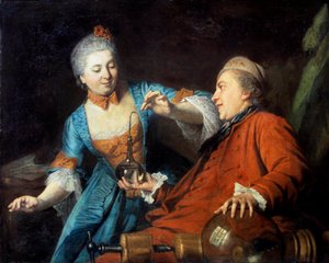 Nicolas Bergeat und Madame de Maisoncel bei einem Physikexperiment (anonymes Gemälde der französischen Schule, 1770) von French School