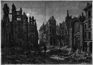 Nachtansicht der Ruinen des Quartier Latin in Paris