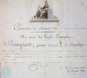 Ernennung von Charles Maurice de Talleyrand-Perigord (1754-1838) zum Außenminister, ca. 1797