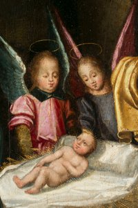 Geburt Christi, Detail. Triptychon von Aubery