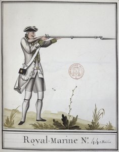 Offizier der Marine Royale mit einem Bajonettgewehr, 1768
