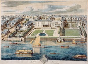 Altes Somerset House am Strand, graviert von Jean Benoit Winckler
