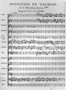 Eröffnungsseite der Partitur von Iphigénie en Tauride von Gluck (Druck)