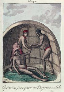 Operation zur Heilung eines kranken Buschmanns, 1811 (Farbstich)
