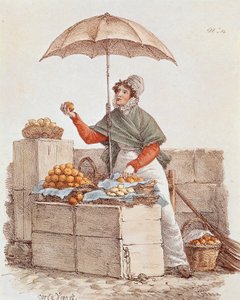 Orangenverkäuferin, Druck, Frankreich