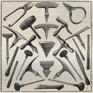 Werkzeuge des Goldschmieds. Gravur von 1885 in 