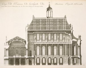 Palais du Louvre: die königliche Kapelle, Querschnitt, ca. 1720er Jahre von French School