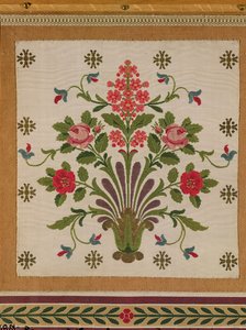 Seidenpaneel mit einem Blumenstrauß aus Pernon, Lyon von French School