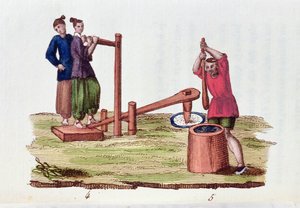 Papierherstellung aus Bambus, aus La Chine en Miniatures von M. Breton, veröffentlicht in Paris, 1811