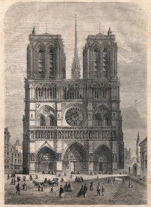 Paris: Notre Dame. Plan nach Eugene Viollet le Duc, der die Kathedrale im mittleren 19. Jahrhundert restaurierte. von French School