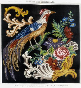 Muster für Kreuzstichstickerei (Paradiesvogel) - in „Journal des Demoiselles“ 1852. von French School