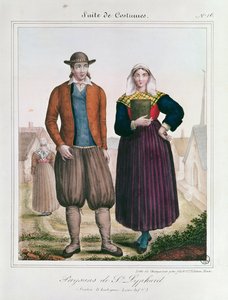 Bauern aus Saint-Lyphard, aus Les Costumes Bretons de Charpentier von French School