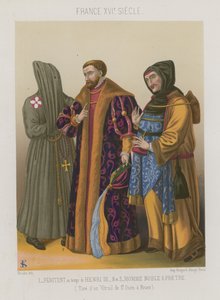 Büßer zur Zeit Heinrichs III. mit einem Edelmann und Priester von French School