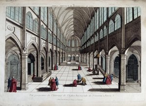 Perspektivische Ansicht des Inneren der Kirche Saint Severin in Paris von French School