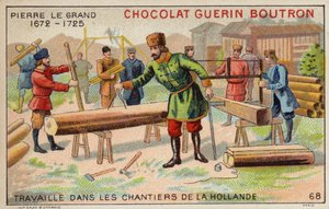 Peter der Große arbeitet in den Werften der Niederlande (Chromolithografie) von French School
