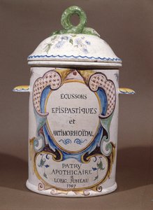 Pharmazeutisches Gefäß aus der Patry-Apotheke in Longjumeau, 1767 von French School