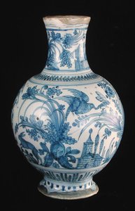 Apothekenflasche mit blau-weißem Muster, Savonne Werkstatt