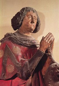 Philippe de Commynes (1447-1511) von seinem Grab (polychromer Stein) von French School