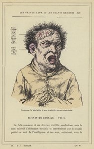 Physiognomie eines Geisteskranken mit allgemeiner Lähmung in einem Wutanfall von French School