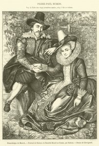 Pinakothek von München, Porträt von Rubens und seiner Frau Isabelle Brandt (Stich) von French School