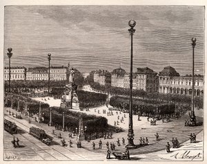 Place de la Republique in Paris - Gravur in „La France illustree: geographie, histoire, administration statistique“ von V.A. Malt-Brown. 1884 von French School