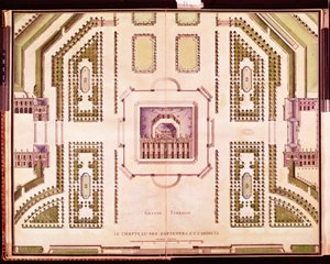 Plan der Grand Terrasse des Château de Marly, 1714 von French School