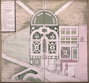 Plan des Hotels von Madame de Pompadour in Fontainebleau von French School