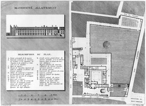 Plan der Maternite Port-Royal, graviert von Jacques Etienne Thierry (1750-1832) nach H. Bessat, 1811