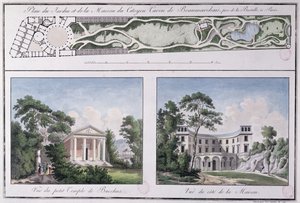 Plan des Gartens und Hauses, gebaut für Pierre Augustin Caron de Beaumarchais (1732-99) von Lemoine, ca. 1784 von French School