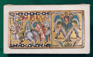 Plakette, die Heraklius (ca. 575-641) und die Vision von Ezechiel darstellt, Mosane Schule