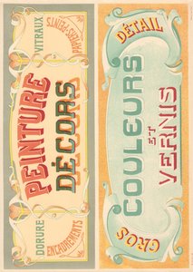 Tafel 22: Beschilderungsmodelle für Jugendstil-Schildermaler (Malerei Dekore, Farben und Lack) von French School