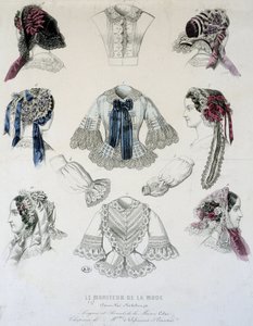 Tafel mit Tassen und Korsetts - in „Le Moniteur de la Mode“