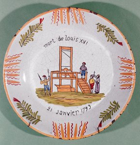 Teller mit französischem Revolutionsmotiv zur Erinnerung an die Hinrichtung von Ludwig XVI. von French School