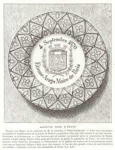 Tafel mit dem Namen von Étienne Arago, Bürgermeister von Paris während des Deutsch-Französischen Krieges, 1870 von French School