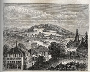 Plombieres-les-Bains (Plombieres les Bains) Thermalbad der Vogesen - Gravur in „La France illustrée: Geographie, Geschichte, Statistik, Verwaltung“ von V.A. Malt-Brown. 1884