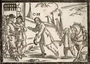 Politische Pamphlete Mazarinade: Mazarin befreit die Prinzen in Le Havre, Holzschnitt