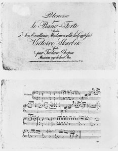 Polonaise für Klavier, gewidmet Gräfin Victoire Skarbek, geschrieben von Frederic Chopin (1810-49) im Alter von 8 Jahren