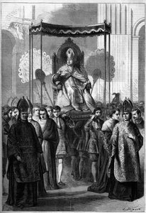 Papst Pius IX. wird am Palmsonntag 1861 in die Kirche St. Peter in Rom getragen von French School